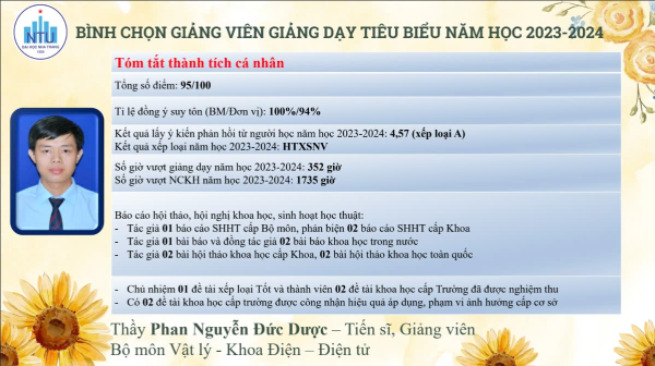 TS. Phan Nguyễn Đức Dược – Người thầy truyền lửa giữa lòng Khoa Điện – Điện tử